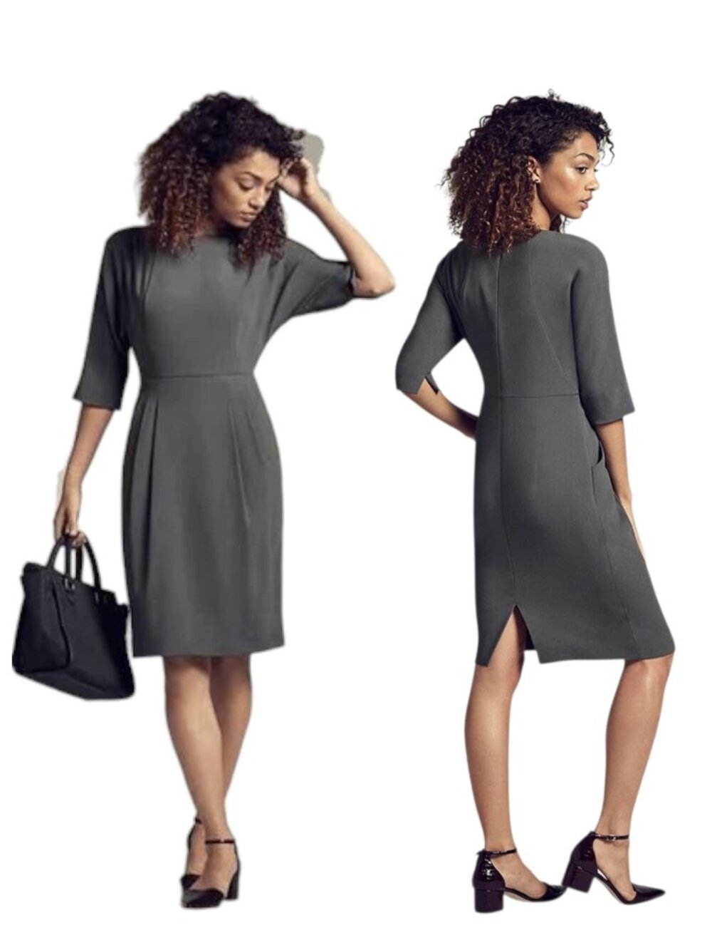 M.M. LaFleur Mei 2.0 Crepe Nipped Waist Dress  Monsoon Gray - 10